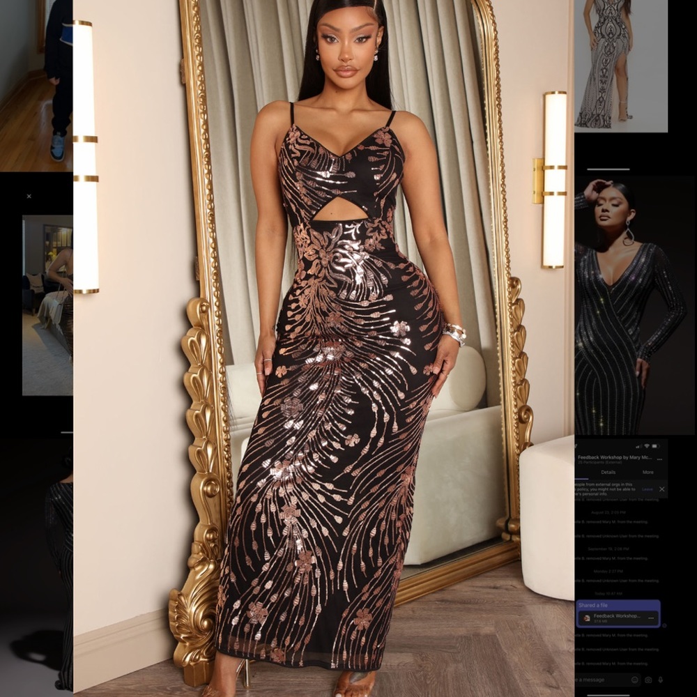 Rose gold sequin gown